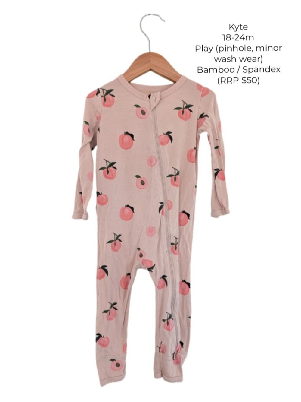 Kyte Baby Bamboo Peaches Footless Zip Romper  18-24m